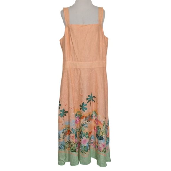 NEW Talbots Sunset Horizon Floral Maxi Dress Womens Size 16 Tropical Peach - Picture 1 of 13